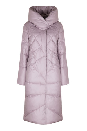 Зимнее стеганное пальто на тинсулейте цвет пудра class=