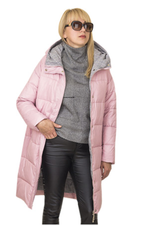 Розовое зимнее пальто с капюшоном class=