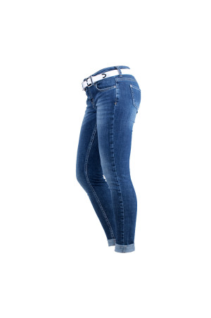 Стрейчевые джинсы скинни синего цвета class=