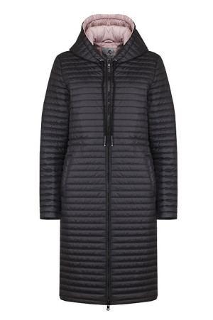 Легкое стеганое пальто с капюшоном class=