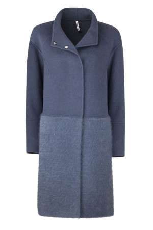 Серое пальто из шерсти и мохера на заклепках class=