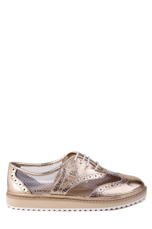 Женские туфли на низком ходу на шнурках Tucino золотого цвета class=