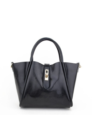 Женская сумка черного цвета из натуральной кожи class=