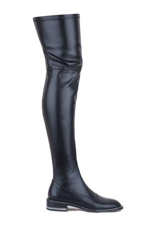 Стильные ботфорты чулки черного цвета class=