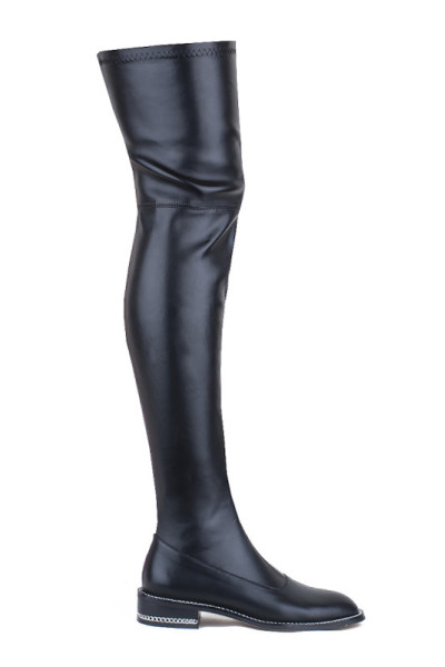 Стильные ботфорты чулки черного цвета