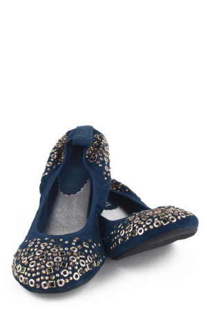 Синие замшевые балетки Vigotti с круглым носком class=