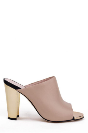 Босоножки на каблуке золотого цвета D.Bigioni бежевые class=