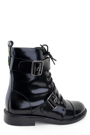 Высокие женские ботинки Basconi черная лаковая кожа class=