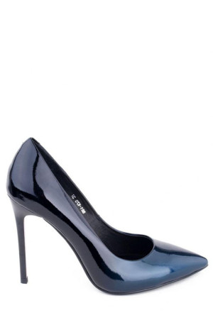Стильные черно синие туфли на высоком каблуке Melanes class=