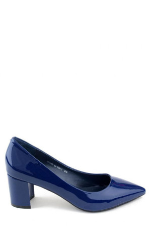 Женские туфли на низком устойчивом каблуке Basconi лаковая кожа синего class=