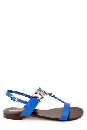 Легкие босоножки на низком ходу Basconi натуральная кожа синего цвета class=