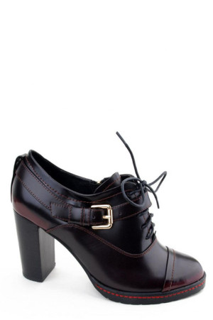 Черные ботильоны на шнуровке на каблуке Basconi натуральная кожа class=