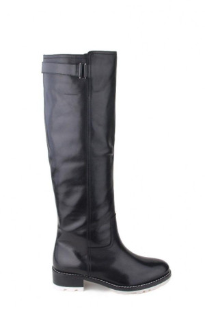 Модные зимние сапоги женские Basconi черные на белой подошве class=