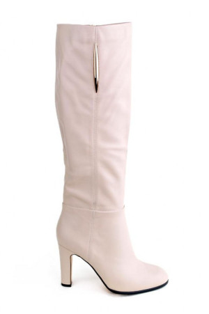 Бежевые весенние сапоги Onda Verde на устойчивом каблуке class=