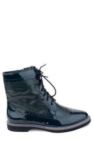 Высокие осенние ботинки женские Basconi зеленые лаковые class=
