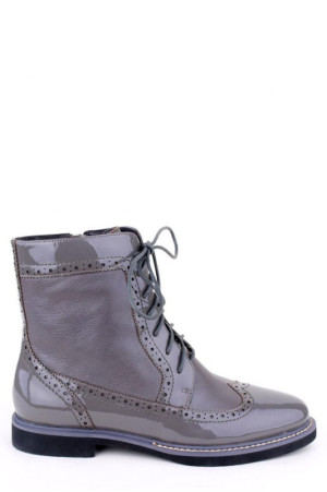 Женские лаковые ботинки на шнурках Basconi серые class=