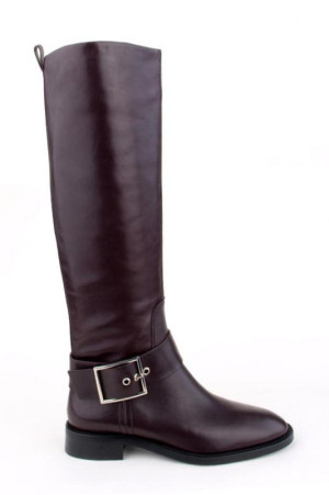 Сапоги осенние кожаные Basconi бордовые class=