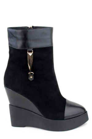 Ботильоны на высокой танкетке Basconi комбинация замши и кожы class=