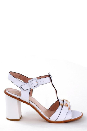 Стильные белые босоножки на каблуке D.Bigioni натуральная кожа class=