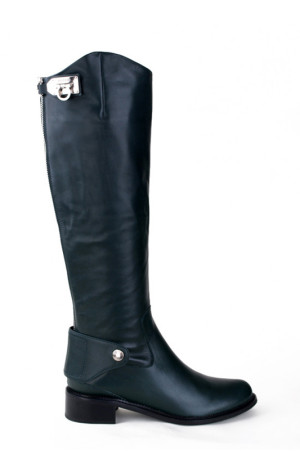 Кожаные демисезонные сапоги Basconi зеленого цвета class=