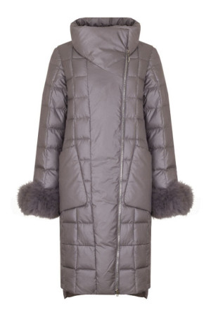 Стеганое пальто с асимметричной молнией серое class=