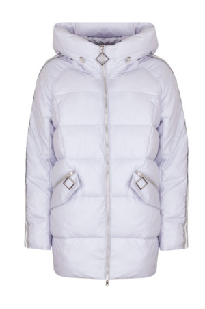 Удлиненная зимняя куртка с капюшоном белая class=