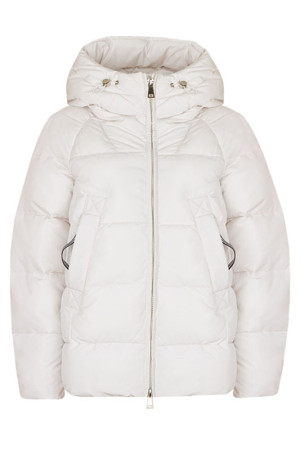 Белая зимняя куртка с капюшоном class=