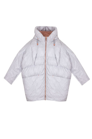 Куртка кокон с капюшоном белая class=