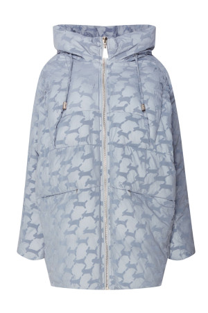 Куртка кокон с капюшоном голубая class=