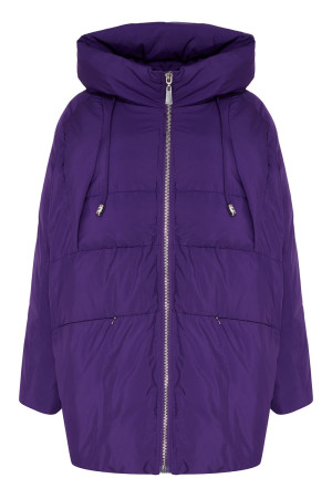 Фиолетовая куртка кокон с капюшоном class=