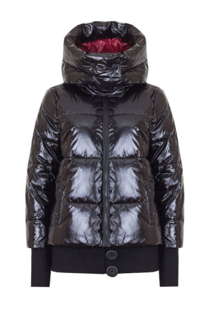 Черная зимняя куртка с объемным воротником капюшоном class=