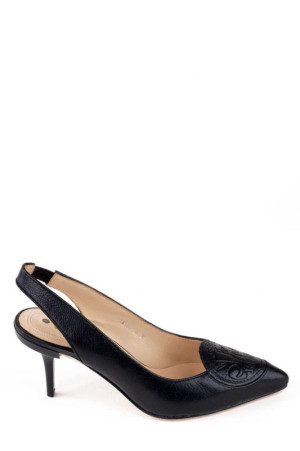 Босоножки с закрытым носом и открытой пяткой GML кожа черного цвета class=